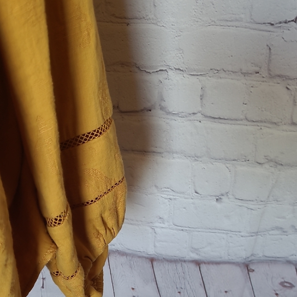 Mustard Yellow Size XXL/20 Popover Tunic Puffed Sleeve Cotton Blend - Picture 4 of 10